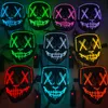 Halloween Horror Face Mask LED Gloeiende maskers 10 kleuren Purge verkiezingsmascara Kostuum DJ Party Light Up Masks Glow In Dark