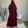 Ethnische Kleidung Hijab Kleid Lange 2021 Frauen Ärmel Rüschen Lose Plus Größe Malaysia Türkei Abaya Dubai Muslim Islamischen