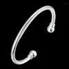 Brazalete de joyería de pulsera de brazaletes redondos brillantes de plata maciza 925 de moda para hombres