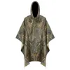 Rain Poncho Waterproof Camouflage Raincoat with Hoods for Outdoor Activities Camo Shelter Ground Sheet Men Women