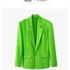 Getpring النساء السترة مجموعة تنورة دعوى الأخضر shouder مبطن معطف المتضخم سترة زائد الحجم كم طويل زر واحد 220302