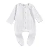 Infant Baby Solid Jumpsuit Striped Knit Onesies Kids Designes Clothes Boys Plaid Pocket Cotton Jumpsuit Toddler Outfits 410 U2