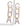Popularny luksusowy projektant przesadzony duża litera Pearl Cha Long Dangle Dangle żyrandol kolczyki dla kobiet złoto Silver314b