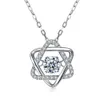 Zemior 925 Sterling Silver Halsband för kvinnor Romantisk Sexpekad Star Pendant Round Clear CZ Halsbandsjubileum Smycken Q0531