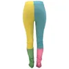 Wysoka talia spodnie dresowe Kobiety Joggers Patchwork Elastyczne Ułożone Legginsy Bell Dolna Flare Spodnie Split Hem Ruched Spodnie 210525
