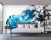 Papéis de parede Papéis estéreo personalizados Auto -adesivo 3D Azul abstrato fumaça quarto da sala de estar murais de fundo decoração caseira
