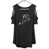 Running Horse Funny T-shirt Vrouwen Losse Katoenen Korte Mouw Vrouwelijke T-shirts Mode Tops Off The Shoulder Hollow Tee 210623