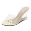 Dame Schweiß Hochzeit Party Kleid Schuhe Frauen Sandalen Offene spitze Keile Schuhe Sexy Kristall Heels Casual Kleid Party Transparent J2023