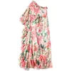 Summer Bohemian Floral Print Maxi Dress Women High Waist One Shoulder Strapless Holiday Vestidos Robe Slim 210529