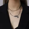 Chokers Franse stijlletters Hangers ketting voor vrouwen gelaagde stalen kleur chians op nek tienermeisjes titanium
