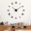 Relógios de Parede Relógio 3D Espelho Espelho Sala de estar Removível Arte Decalque DIY Adesivo Home Decoração