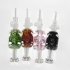 Skull Glass Nectar Bong Mini Dab Straw Pipes Hookahs med flytande glycerin inuti 14mm kvartspetsar Oljeriggar Silikonrör rökningstillbehör Rig