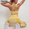 Sport Set Women FitnGym Clothing Yoga Suit Printed Crop Tank Top Running Tights Leggings Sportswear Workout Bra Tracksuit X0629