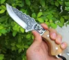 Promotion Fixed Blade Jaktkniv 440c Satinblad Full Tang Trähandtag Rak knivar med lädermantel