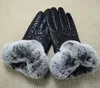 Leather Mittens for Female Winter Touch Screen Rex Rabbit Fur mouth Warm windproof fashion outdoor sheepskin gloves