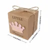 Gift Wrap 50 stks Baby Shower Candy Box Little Prince Princess Crown Kraft Boxes Blue Pink for Girl Boy verjaardagsgunsten