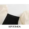 Kpytomoa Женщины модные лоскутные изделия Ournza Укороченная вязаная блуз