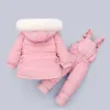 Odzież dziecięca Zestaw 2 sztuk Berbeć Baby Boys Boys Zima Dół Kurtka Kombinezon Zagęścić Ciepłe Dzieci Ubrania Dziewczyny Infant Snowuit 0-5year H0910