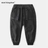 Mudkingdom pojkar jeans våren mode jogger solid pocket byxor elastiska midja byxor 3-8 år 210615