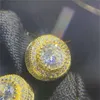 Shiney cz örhängen högkvalitativ gul vitguld pläterad gnistrande cz runda guld silver simulerade diamantörhängen för män kvinnor c3