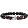 Perlenstränge 8 mm Wolf Elastic Gold Silber Kupfer CZ Zirkon Zirkonia Perlen Böhmisches Yoga-Armband Achat Onyx Stein Armreifen Tfg43d Faw