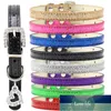 Pet Dog Cat Collar Bling Love Heart Crystal Pendants Necklace Safety Soft Leather Kitten Puppy Neck Strap Animal Accessories