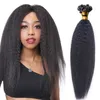 Kinky Straight Mongolian Hair Extensions Pre Bonded Flat Tip In Extension Natural Color