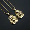 Colliers pendants Hip Hop strassons pavés Bling Iced Out Gold Color en acier inoxydable Jésus Pièce Pendants Collier pour hommes Rapper6911110