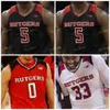 Nik1 NCAA College Rutgers Scarlet Knights Basketball Jersey 35 Issa Thiam 42 Jacob Young 55 Luke Nathan Customed