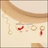 Boucles d'oreilles Bijoux Imitation Perle Gland Chaîne Riz Perlé Étoile À Cinq Branches Boucle D'oreille Femmes Cercle Alliage 5 Pièces Boucle D'oreille Crochet Ensembles Dr