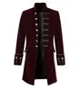 Erkek trençkotları erkek retro steampunk kuyruk katı uzun peacoat gotik victoria ceket düğmeleri cosplay palto dış giyim