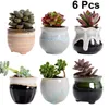 6st creative keramik succulent växtblomma kruk variabel flöde glasyr för hemrum kontor fröer planta växtkruka utan växt 210615