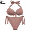 Eonar Mayo Kadınlar Katı Brezilyalı Bikini Set Seksi Push Up Mayo Mayo Plaj Giyim Artı Boyutu XXL 210629