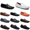 Fashions Leather Doudou Homens Casuais Driving Shoes Respirantes Sofrigos Sola Luz Tan Negros Navis Brancos Azul Prata Amarelo Calçado Calçado All-Match Lazy Cross-border