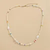 Colliers de perles de couleurs mélangées pour femmes, rétro, longues chaînes de pull asymétriques, épissage féminin européen, accessoires de bijoux à col unique, or