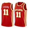 75th Trae 11 Young Atlant a Haw ks Jersey Retro Mesh Spud 4 Webb قمصان كرة السلة 2021/2022 التطريز الشعارات الرجال أسود أحمر أبيض S M L XL XXL