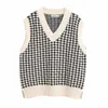 Fashion sleeveless vest sweater women pullover casual v neck knitted winter cute korean 210805