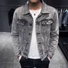 Denim Jacket Mannen Hole Retro Motorcyle Basic Jas Streetwear Hip Hop Bomber Cowboy Heren JEAN CHAQUETA HOMBRE 211008