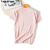 summer Glitter T Shirt Women bling Knitted Casual short Sleeves op O-Neck shiny shirt Slim Kintwear Female -shirt 210608