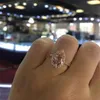 Size 5-10 Lovely Sweet Cute Fine Jewelry 925 Silver&Rose Gold Fill Water Drop Pear Cut champagne CZ Diamond Women Wedding Ring