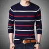 Pullover Männer Marke Streetwear Herbst Winter Casual Langarm Pullover Schwarz Männer Gestreiften Strickwaren Pull Homme Oansatz Kleidung 210603