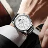 2021新しいムーンフェーズメンズ腕時計Ligeトップブランドレザー防水自動日付クォーツ時計男性クロノグラフ男性時計Q0524