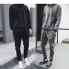 Men's Tracksuits Autumn Winter Soft Warm Men Hoody Hoodie And Jogger Pants 2Pieces Outfit Velour Tracksuit Korean Gold Fashion Velvet Track