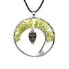 Life Owl 7 Chakra Crystal Natural Stone Halsband Hängsmycke Kvinnor Halsband Mode Smycken