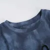 Tie Dye Koszulki Kobiety Niebieski Rękaw Wymienny Trendy Koreański Styl Chic Club Streetwear Popularna Kobieta Crop Top Ins Sexy Slim Cosy Y0629