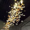 Murano Glass Maple Leaf Ljus Lampor Konst Högt takljus Stor Lobby Restaurang Hängande Hänglampa För Hotell Projekt Anpassad Amber Klar Färg