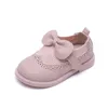 Zapatos de niños para niña Bowtie tejido Color sólido princesa zapatos otoño niña zapatos niños bebé zapato de cuero 210306