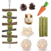 Klein Dier Levert Entertainment 8 Stks / Set Tanden Zorg Hamster Chewing Toys Gemengde Wortel Denneappels Balls Pet