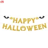 HAPPY HALLOWEEN Banner Ghirlanda con zucca Pipistrello Ragno Fantasma Segni appesi Decorazioni per feste di Halloween Banner arancione per interni ed esterni