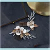 Jewelryopal Pearl Headpieces Flower Leaf Hair Combs Pins Gold Bridesmaids Brides Hairpins Headdress Wedding Aessories Bridal Jewelry Drop De